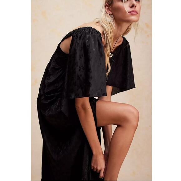 Free People Ethereal Witchy Fairy Cha Cha Maxi Dress Black Large Bohemian Goth - Picture 3 of 16